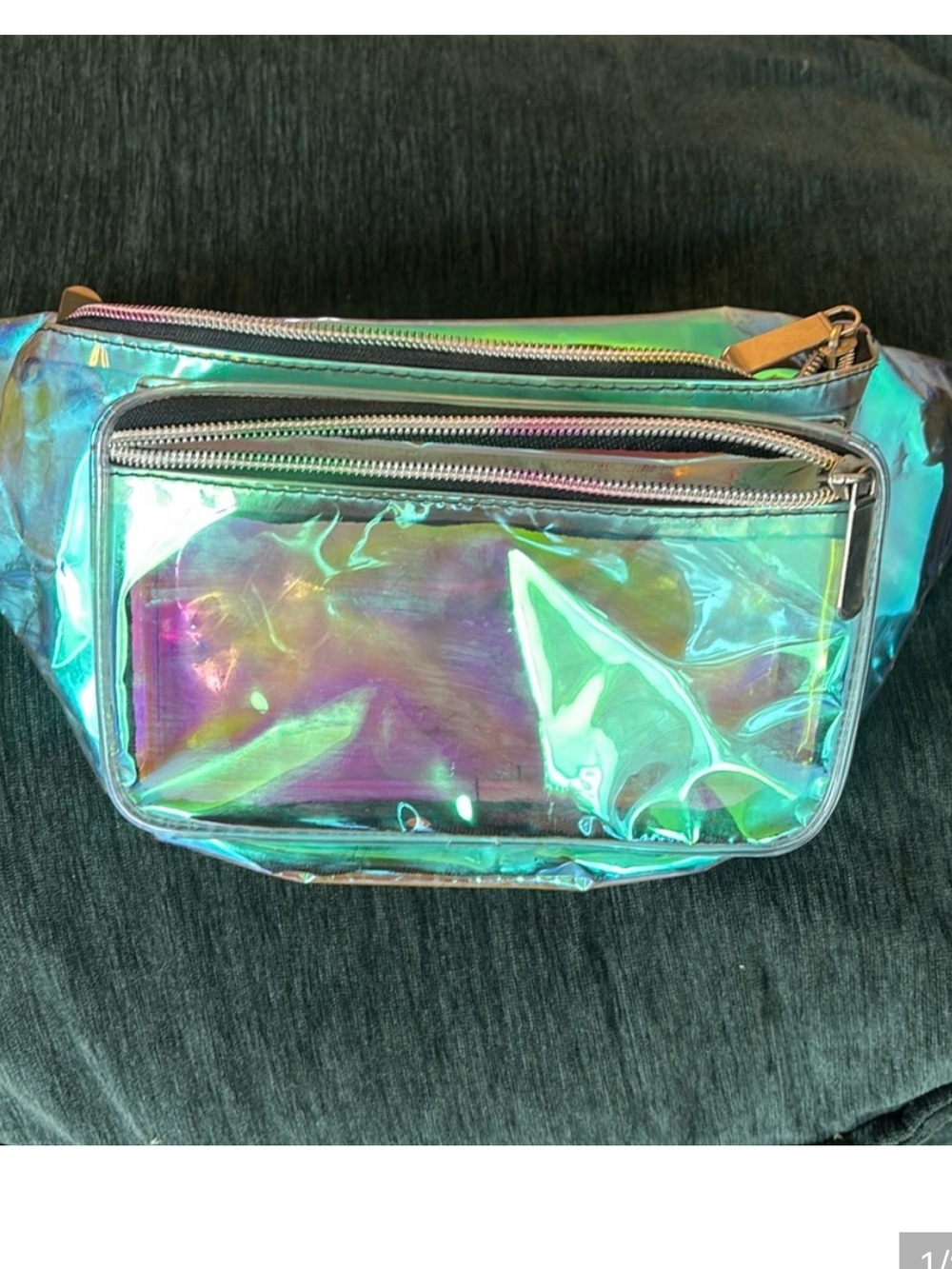 Iridescent Blue-Green Holographic Fanny Pack